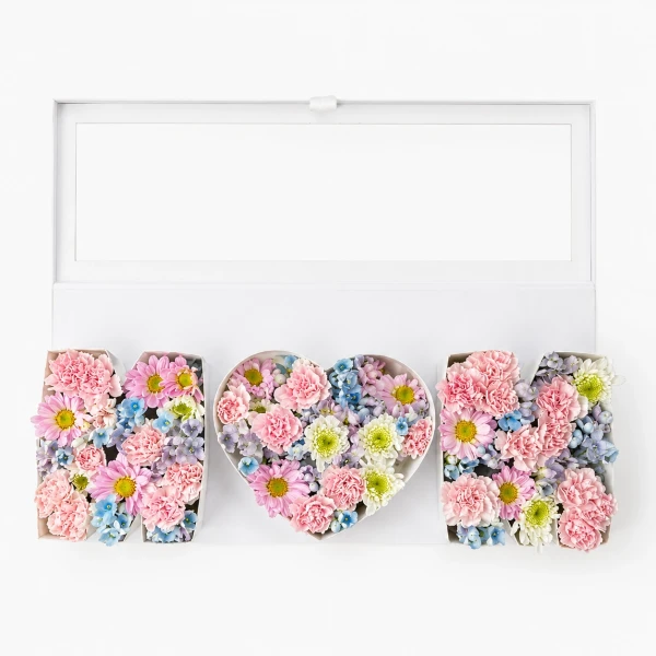 Fresh Pink and Blue Flowers Mom Box - Flowers Only