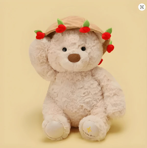 Romantic White Teddy with Roses - Standard