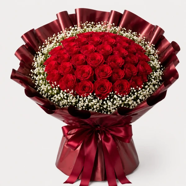 50 Red Roses and Gypso - 50 Roses