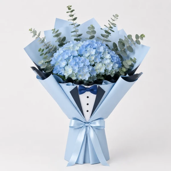 Gentleman Blue Hydrangea Bouquet