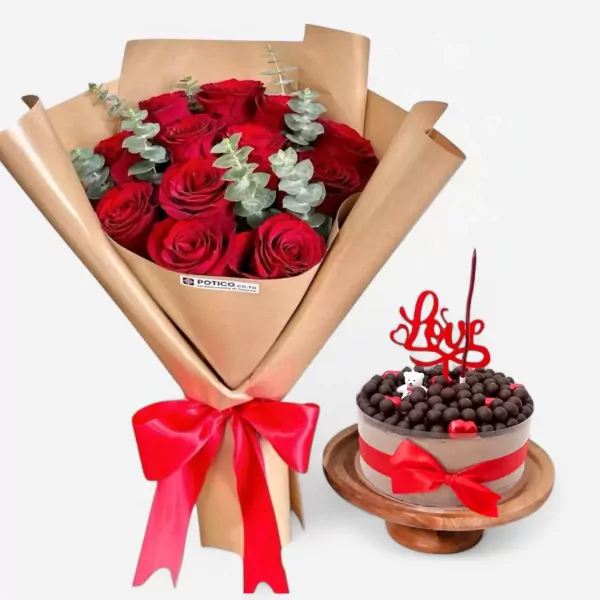 Combo Chocolate Bomb - 12 Red Roses