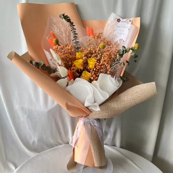 Golden Glow Dried Flower Bouquet - Standard