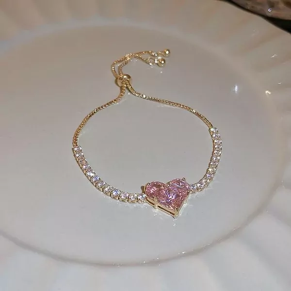 Crystal Heart Necklace and Bracelet Set - set