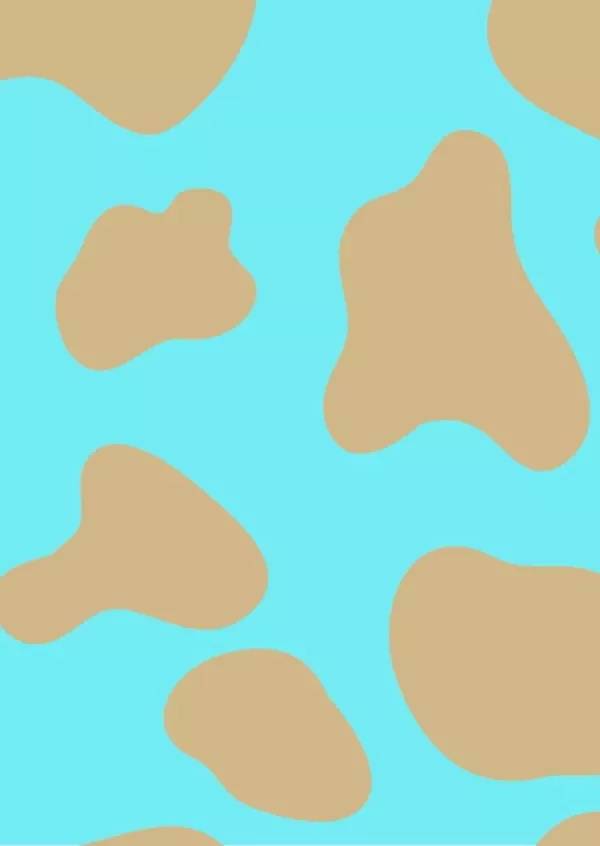 Blue background with tan, irregular blotches in a cow print pattern.