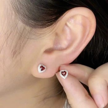 Crimson Heart Garnet Stud Earrings