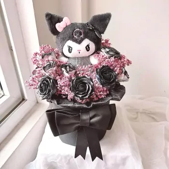 Bó Hoa Hồng Đen Kuromi