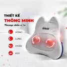 Grey back massager with "daiviet" logo, red heat circles, and Vietnamese text about massage points.