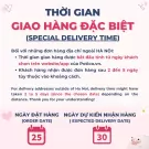 Special delivery times for orders outside Hanoi, showing order and expected delivery dates.
