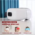 White eye massager with a digital display and three images showing vibration, heat, and airbag massage.