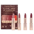 Charlotte Tilbury Iconic Mini Lip Wardrobe lipstick set with four mini lipsticks in rose gold cases.