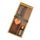 Aromatherapy gift set with heart-shaped scented stone, essential oil, and dried flowers.