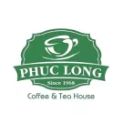 Phuc Long Coffee & Tea House logo with a green scalloped shield shape containing a white coffee cup icon and text.