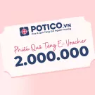 Gift voucher for 2,000,000 VND from POTICO.VN with a floral logo.