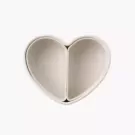 A heart-shaped lunchbox with two compartments, in a light beige color.