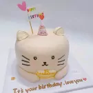 Cute cat cake with "Happy Birthday" topper and "It's your birthday. love you" text.