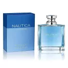 Nautica Voyage Eau de Toilette spray bottle and box, both with blue gradient design.