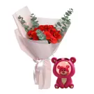 Red roses bouquet and Lotso bear night light.