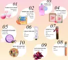 Holiday Cheer gift set featuring bath bombs, scrubs, candles, and other self-care items.