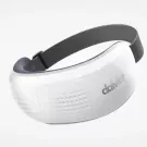 White eye massager with gray strap and textured sides.