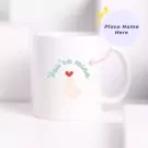White ceramic mug with "You're mine" design and a heart hand gesture.