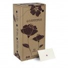 Kraft box with floral print, accompanying a small cream-colored envelope with a seal.