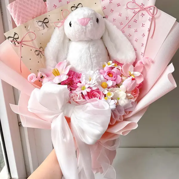 Jade Rabbit Soap Flower Bouquet 3