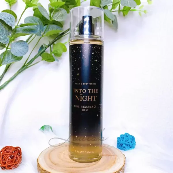 Bath & Body Works Into The Night Fine Fragrance Mist bottle on display.