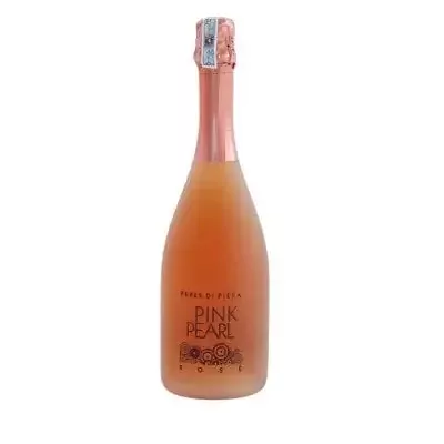 Pink Pearl Rose sparkling wine bottle with label.