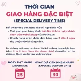 Delivery times for orders outside Hanoi: 2-5 days. Order date 25th, expected delivery 30th.