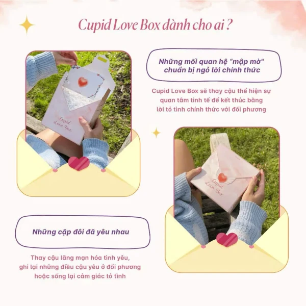 Cupid Love Box with a card and envelope, targeting those in new or established relationships.